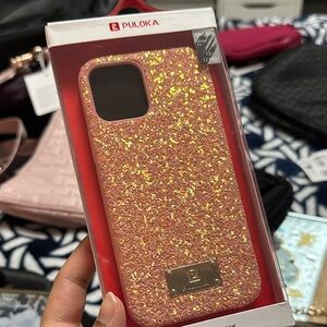 Glitter Phone Case - pink rose and gold